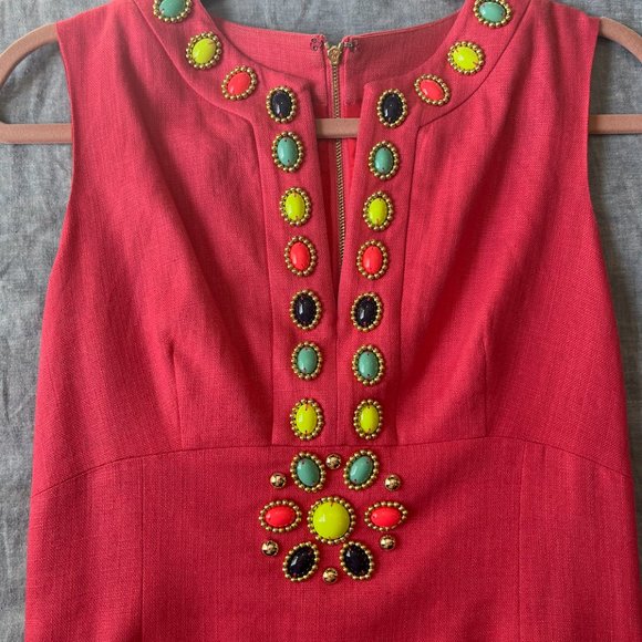 Kate Spade Pink Linen Cabochon Embellished Dress - Picture 7 of 13